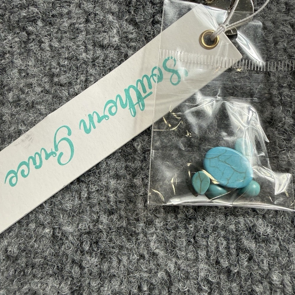 Southern Grace Turquoise Stone Star Concho Chain Belt Silver Tone Western NWT - Picture 4 of 10